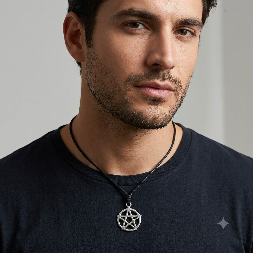 Durable Pentagram 92.5 Sterling Silver Pewter Brass Necklace Pendant Jewelry