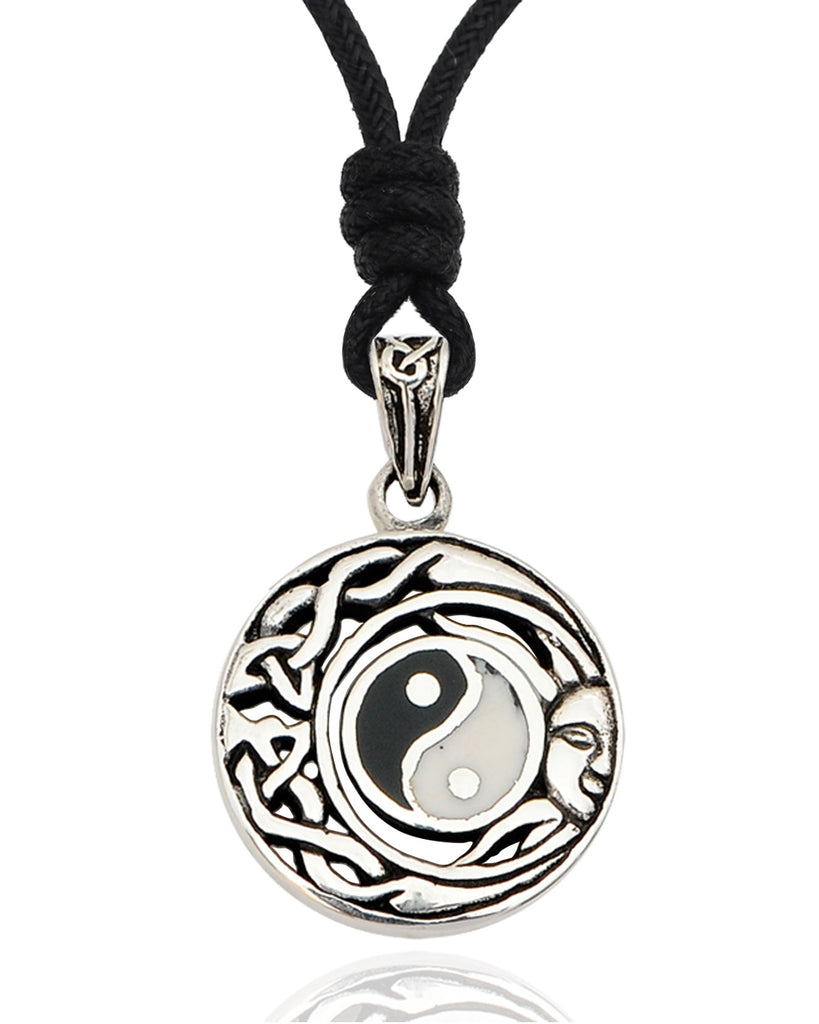 Moon & Sun Ying Yang Handmade Sterling Silver Gold Brass Necklace Pendant Jewelry