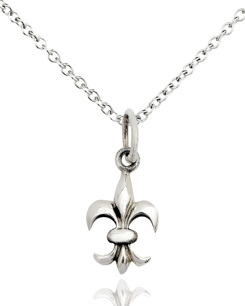 French Fleur De Lis 92.5 Sterling Silver Gold Brass Necklace Pendant Jewelry