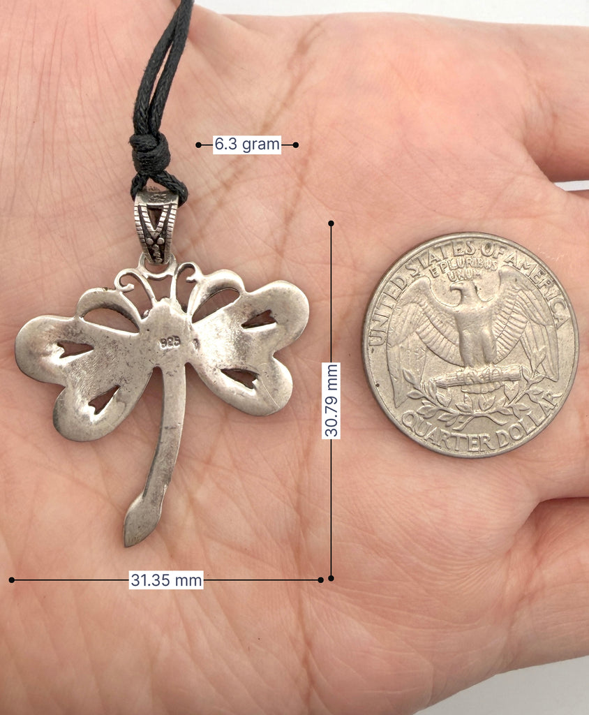 New Dragonfly Silver Pewter Charm Necklace Pendant Jewelry With Cotton Cord