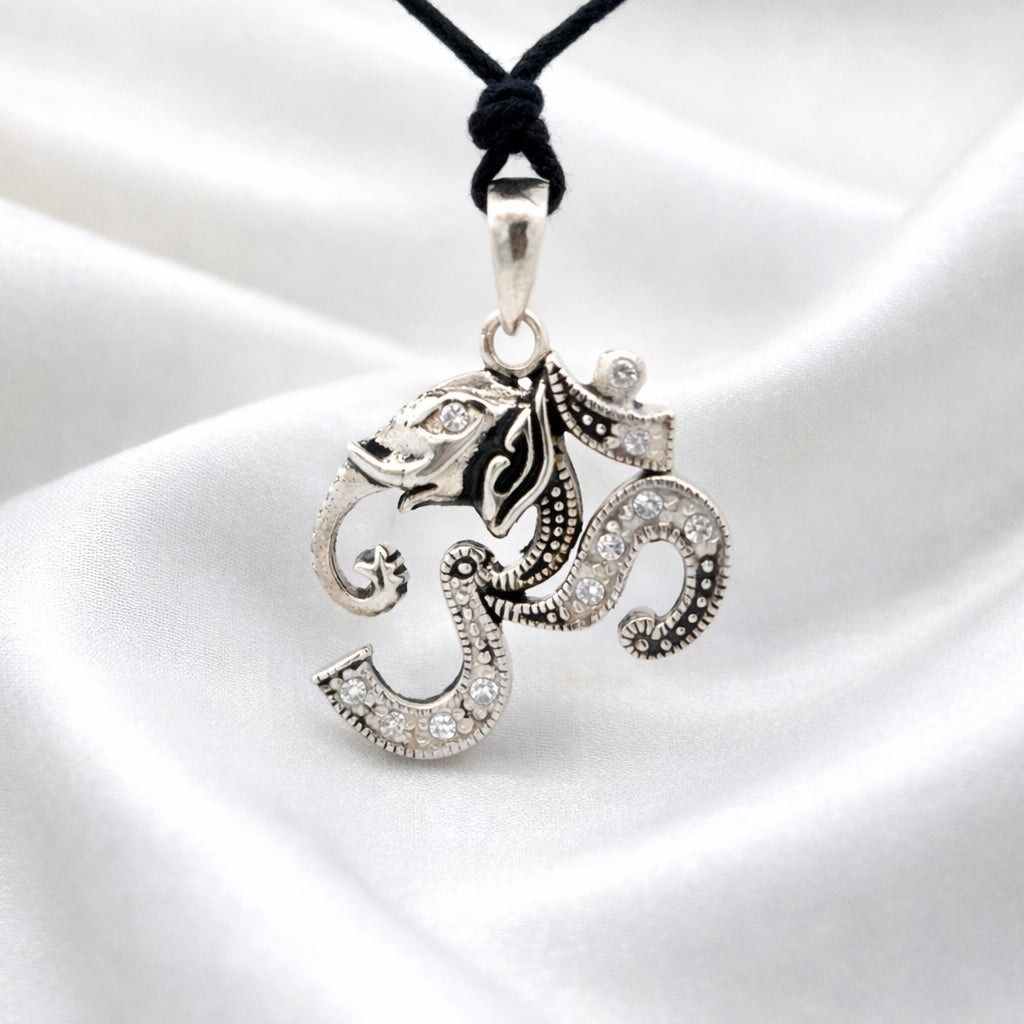 Hindu Ohm Aum Om Handcrafted Silver Pewter Brass Charm Necklace Pendant Jewelry