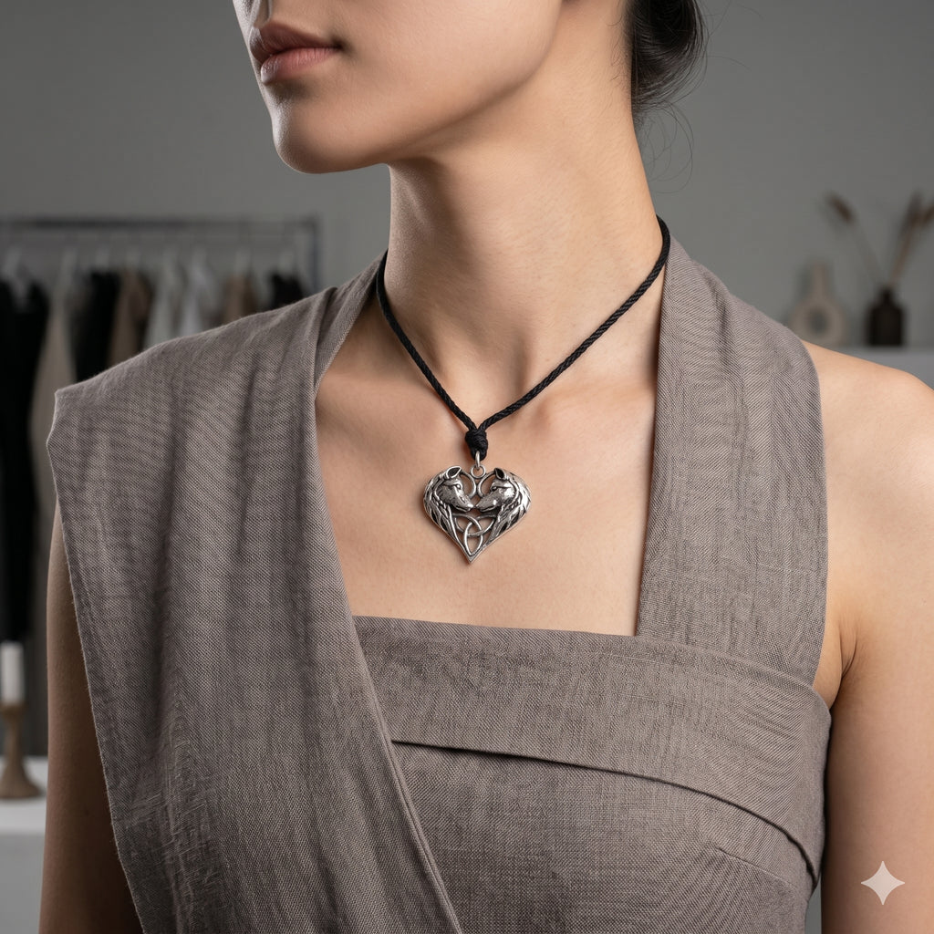 Wolf Heart Size S & M 92.5 Sterling Silver Pewter Brass Necklace Pendant Jewelry