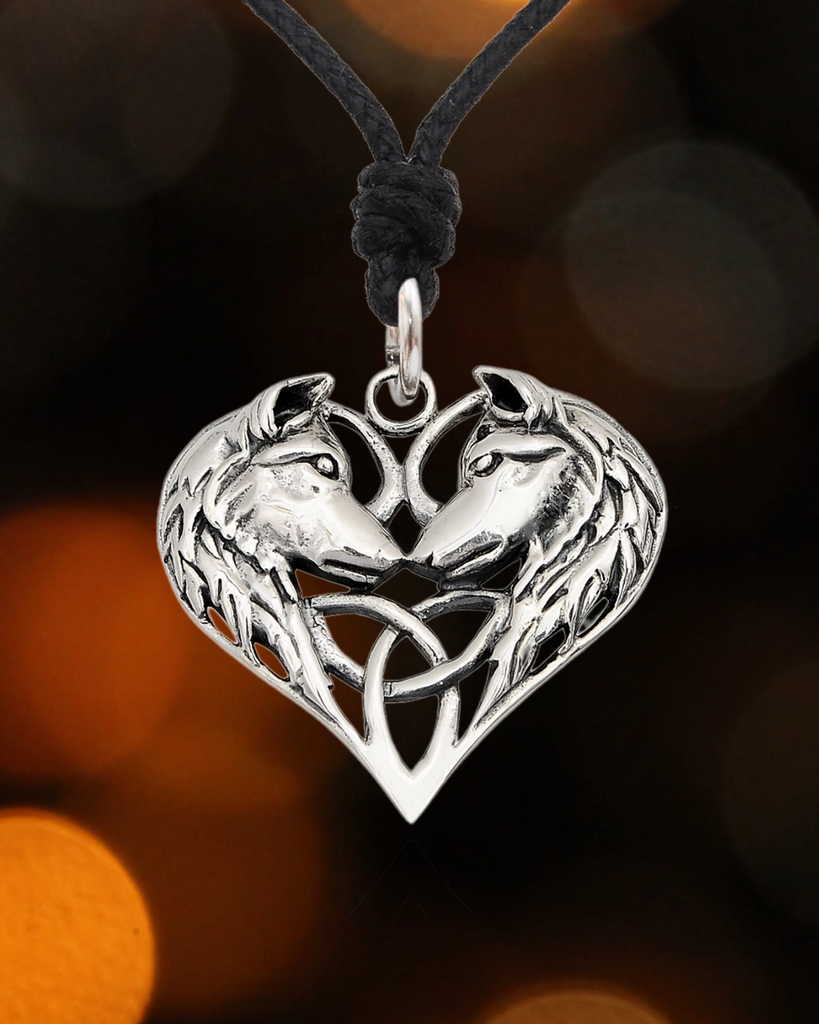Wolf Heart Size S & M 92.5 Sterling Silver Pewter Brass Necklace Pendant Jewelry