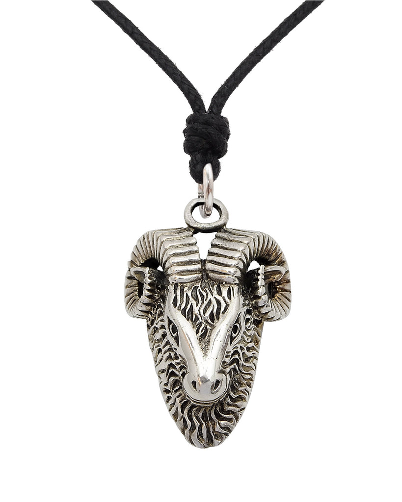 Ram Head Goat Baphomet Pagan God 92.5 Sterling Silver Necklace Pendant Jewelry