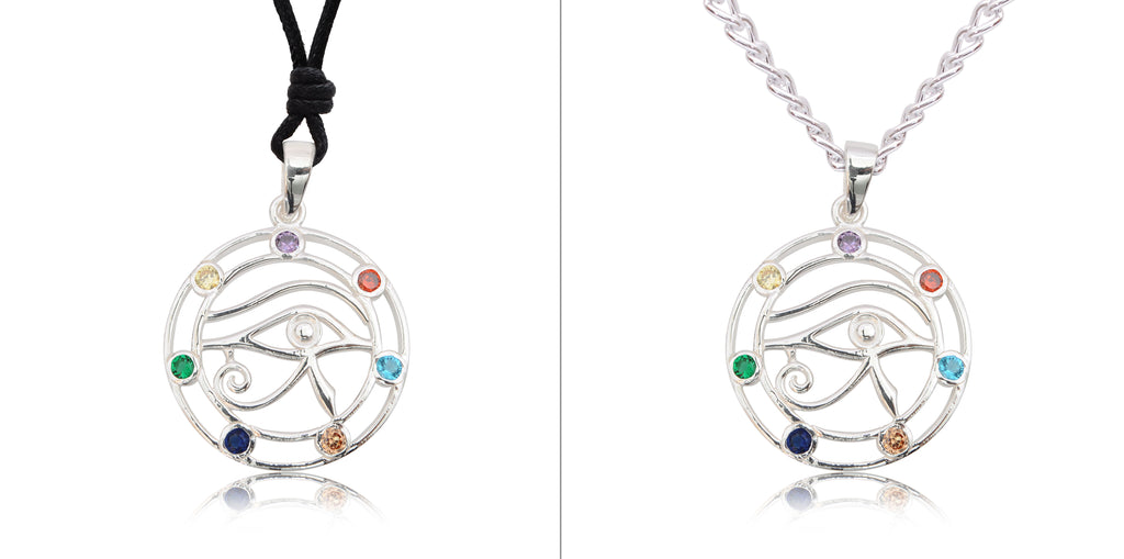 Crystal Eye of Ra 92.5 Sterling Silver Pewter Brass Necklace Pendant Jewelry
