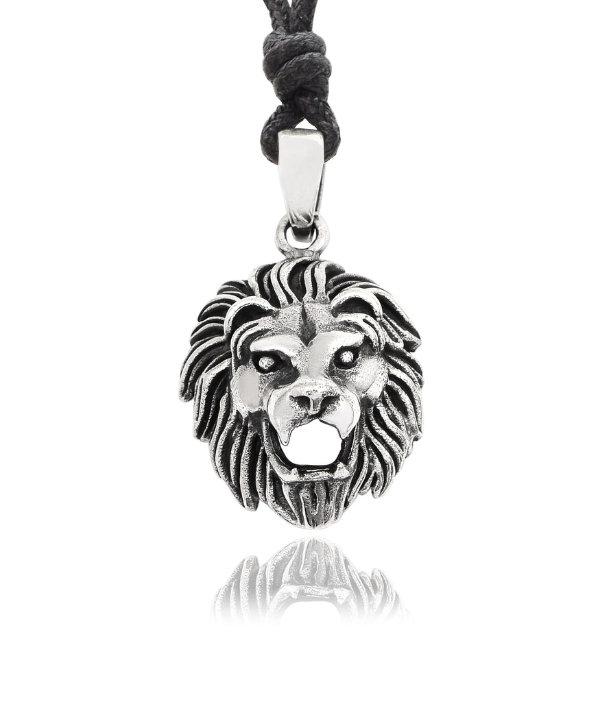 Lion Head 92.5 Sterling Silver Gold Brass Charm Necklace Pendant Jewelry