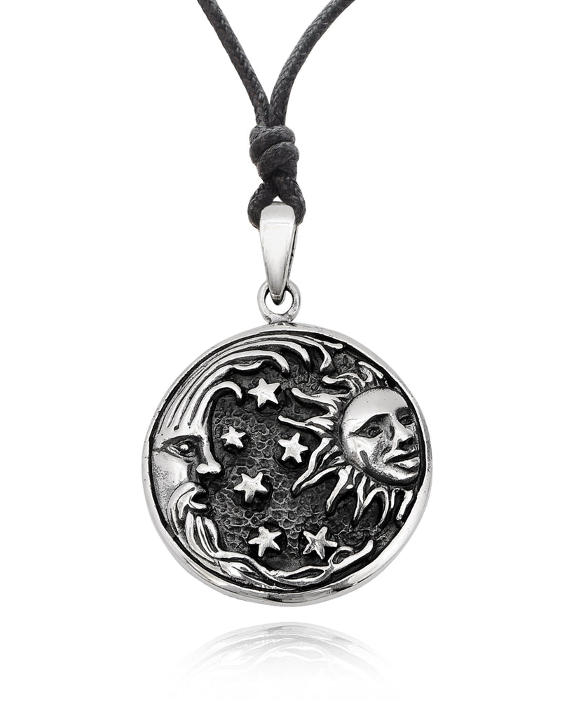 Sun Moon YinYang Runes Runic Sterling Silver Brass Pewter Necklace Pendant Jewelry