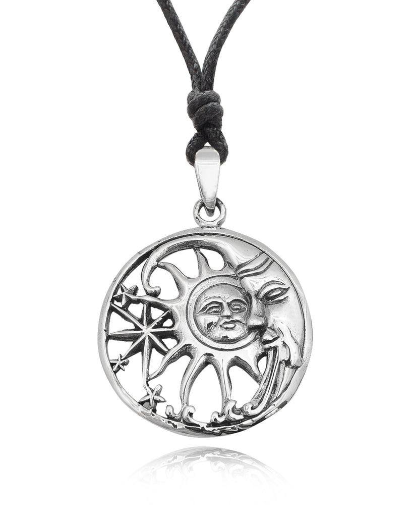Sun Moon Ying Yang 92.5 Sterling Silver Pewter Brass Charm Necklace Pendant Jewelry
