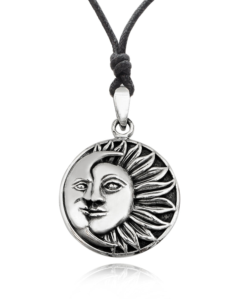 Sun Moon Ying Yang 92.5 Sterling Silver Pewter Brass Charm Necklace Pendant Jewelry