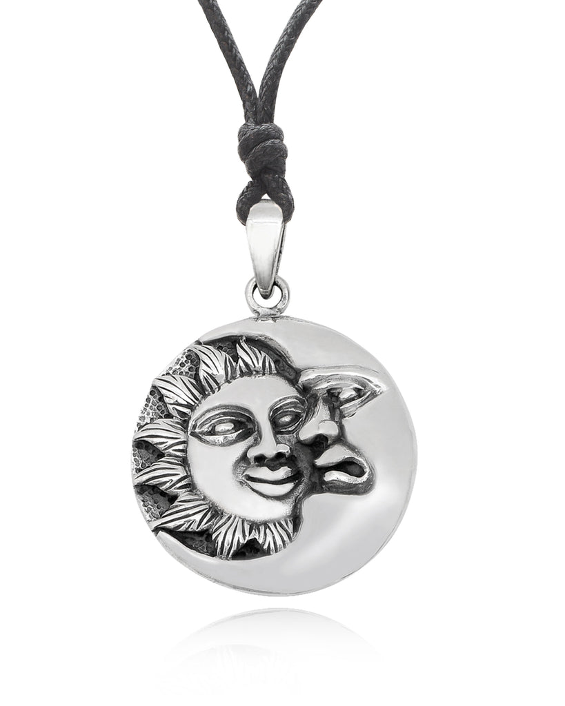 Sun Moon Ying Yang 92.5 Sterling Silver Pewter Brass Charm Necklace Pendant Jewelry