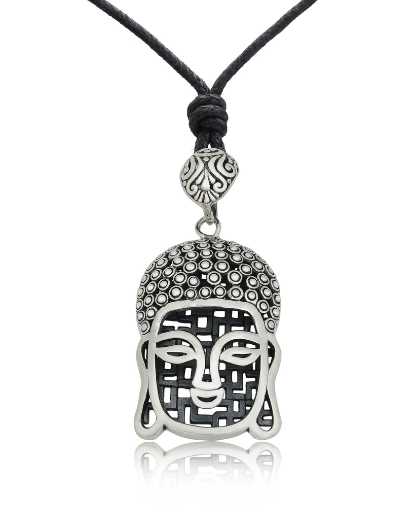 Tibetan Buddhist Buddha Head Sterling-silver Brass Charm Necklace Pendant Jewelry