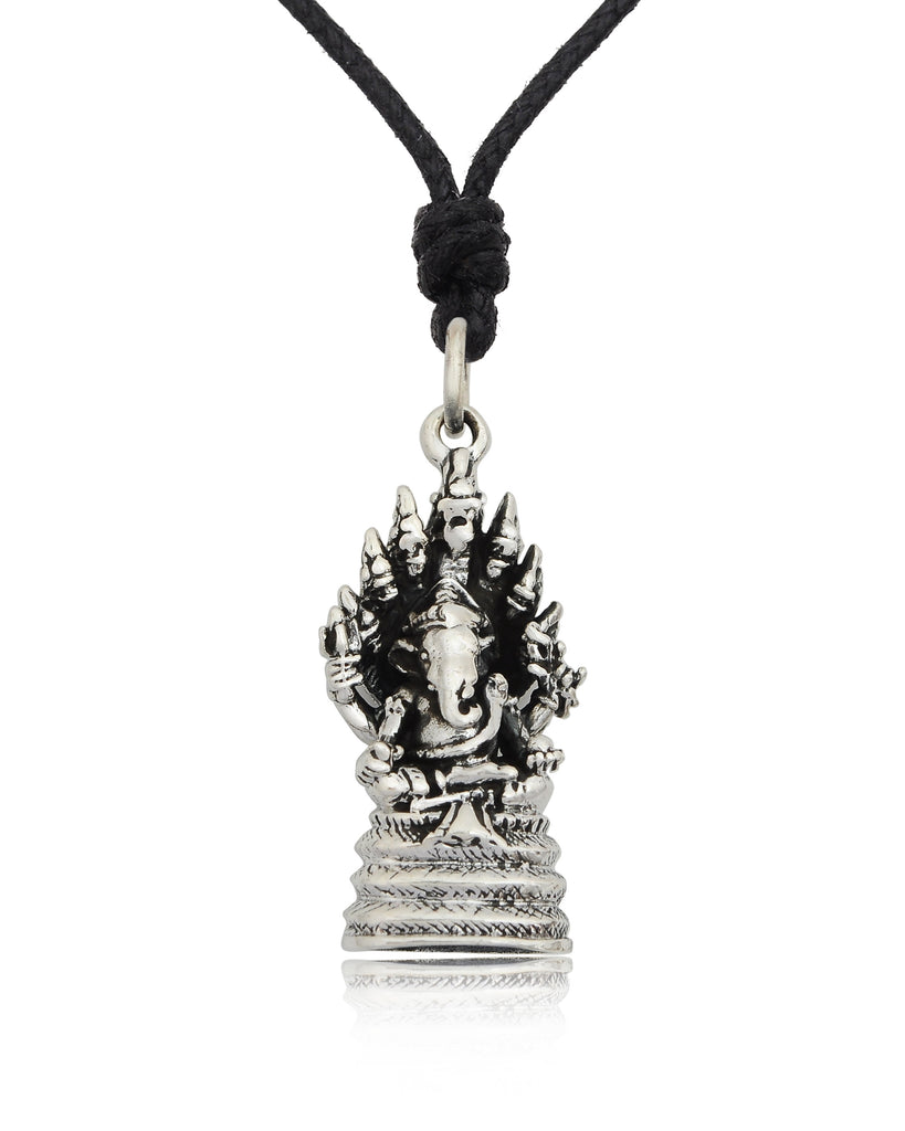 Ganesh Hindu Elephant God 92.5 Sterling Silver Brass Charm Necklace Pendant Jewelry