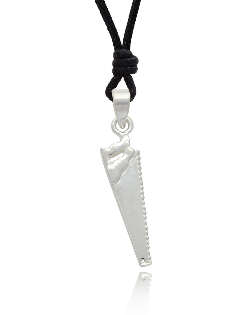 Hand Saw 92.5 Sterling Silver Gold Brass Necklace Pendant Jewelry