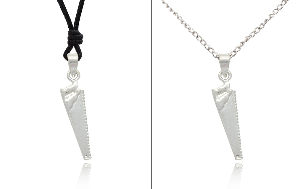 Hand Saw 92.5 Sterling Silver Gold Brass Necklace Pendant Jewelry