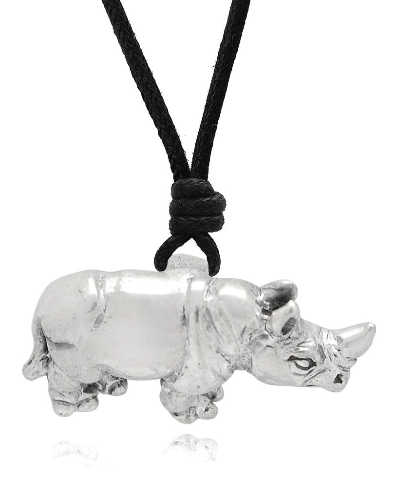 Cute Mini Rhino Handmade 92.5 Sterling Silver Necklace Pendant Jewelry