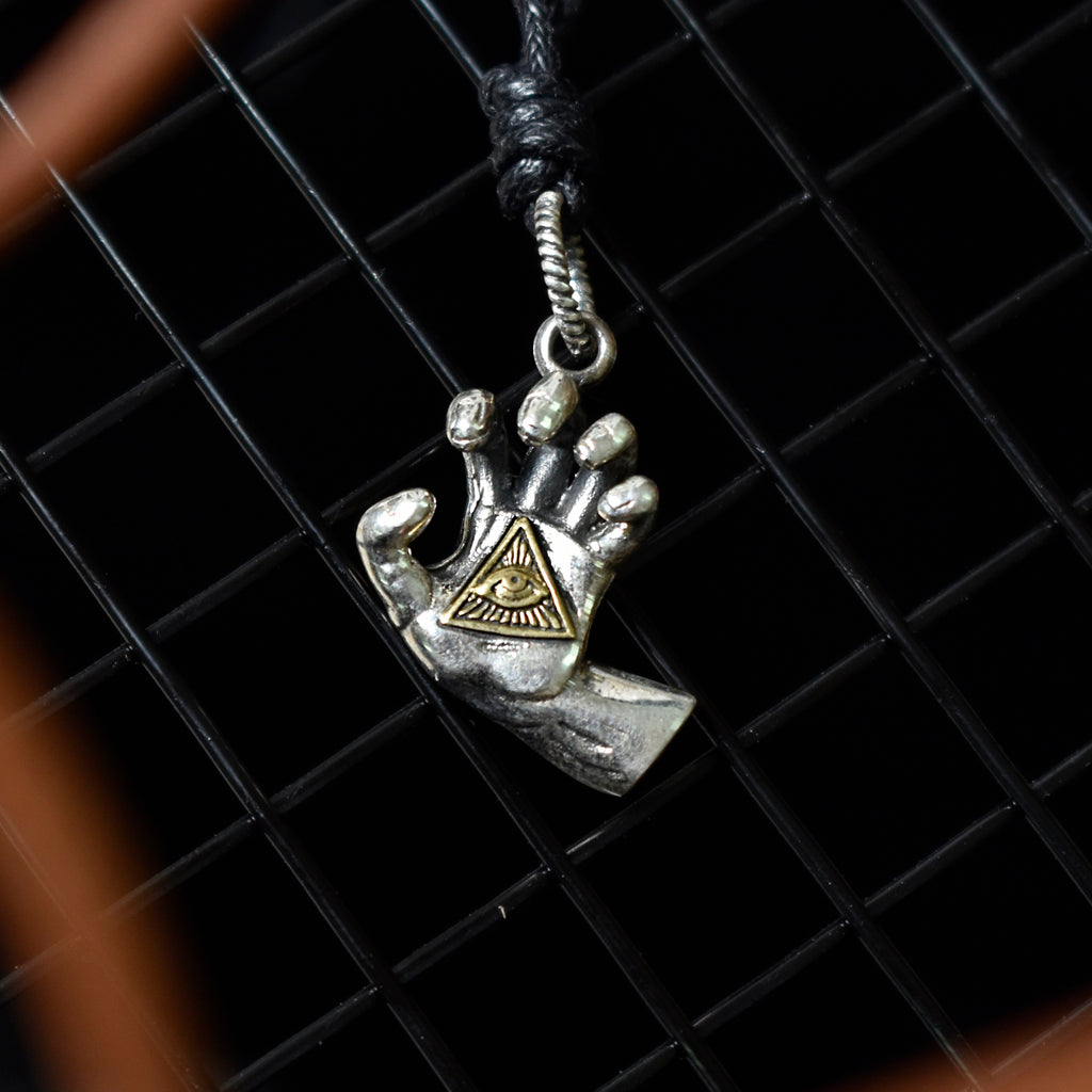 Eye Of Providence In Hand Gold Brass Charm Necklace Pendant Jewelry