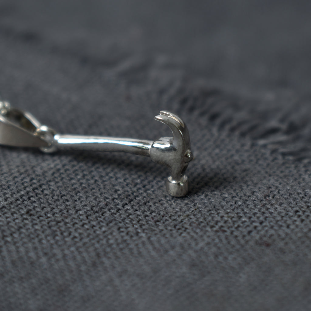 Hammer 92.5 Sterling Silver Gold Brass Necklace Pendant Jewelry