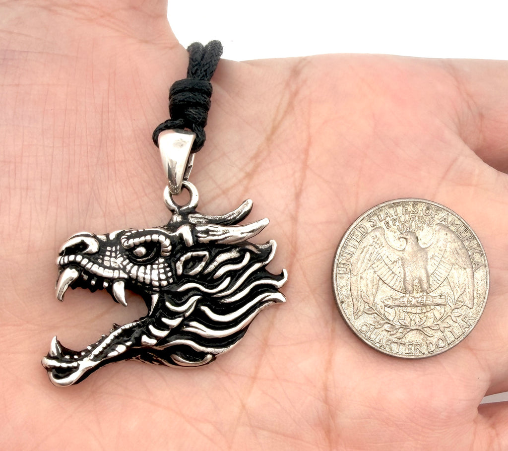 Dragon's Majesty Sterling-silver Brass Charm Necklace Pendant Jewelry