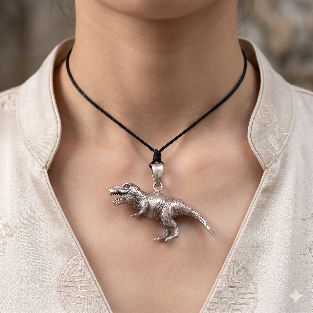 Tyrannosaurus Rex T-Rex 925 Sterling Silver Gold Brass Charm Necklace Pendant Jewelry