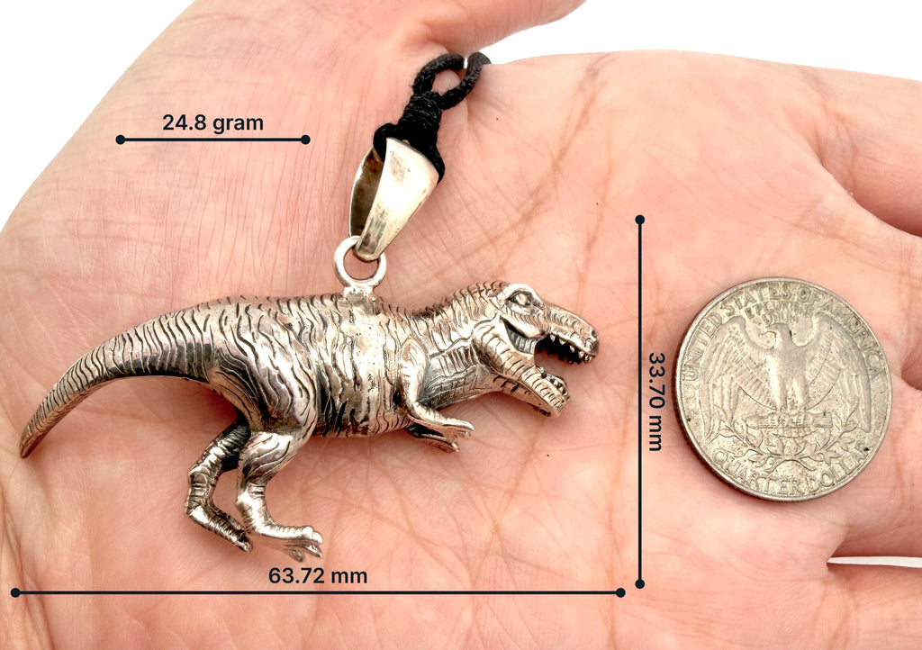 Tyrannosaurus Rex T-Rex 925 Sterling Silver Gold Brass Charm Necklace Pendant Jewelry