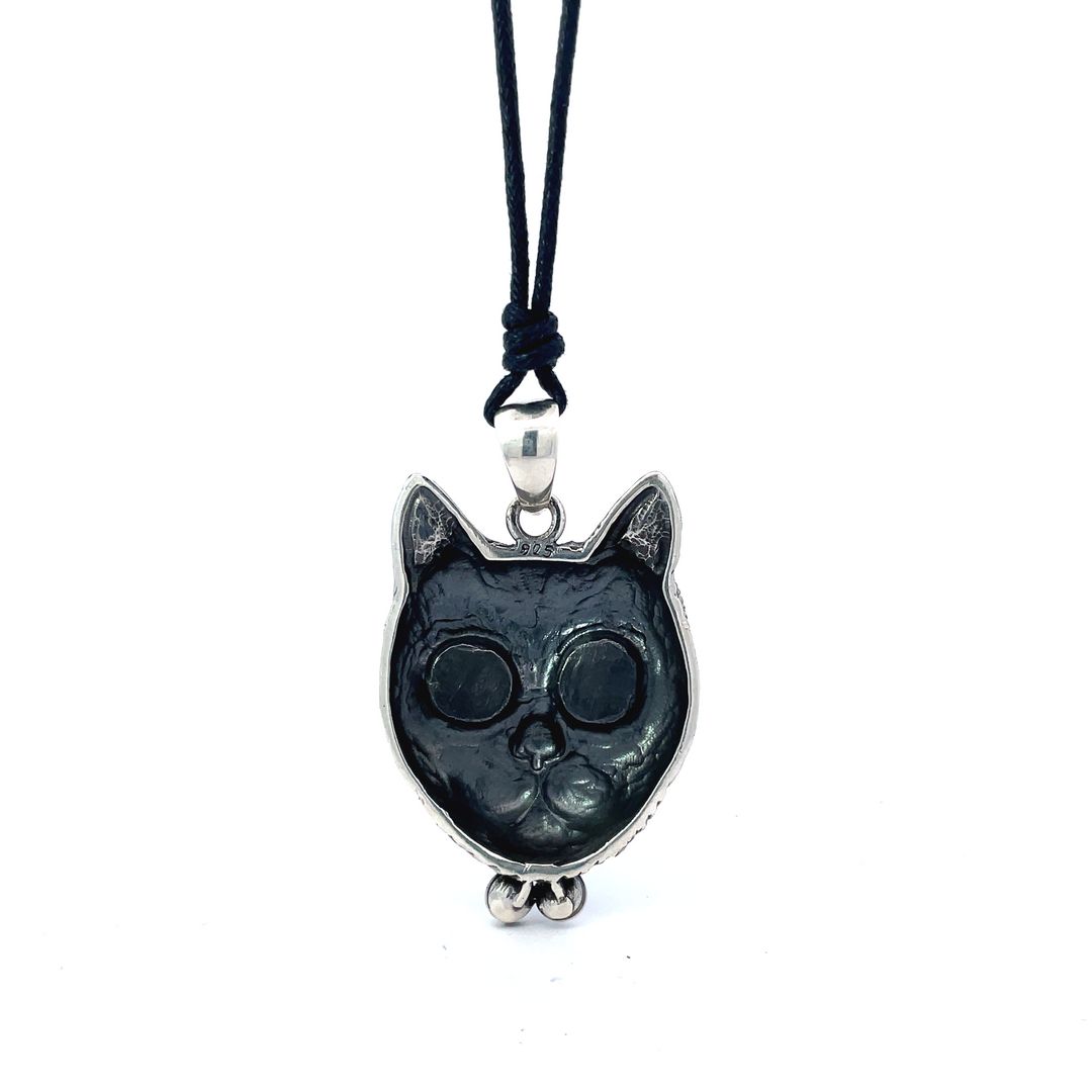Gorgeous Cat Galaxy Eyes Large Size Sterling Silver Pendant Necklace