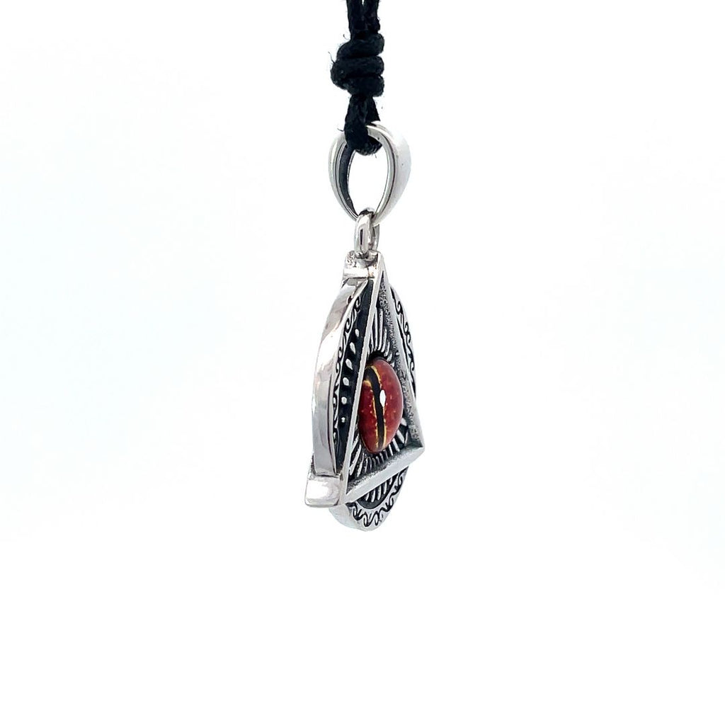 Evil Eye Retro Punk Style Round Triangle Pendant Men and Women Sterling Silver Brass Pendant Necklace