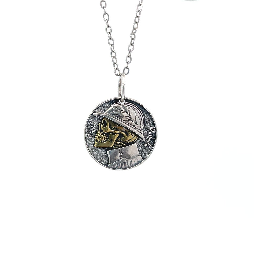 Gothic Skull Head Hip Hop Style Sterling Silver Gold Brass Pendant Necklace