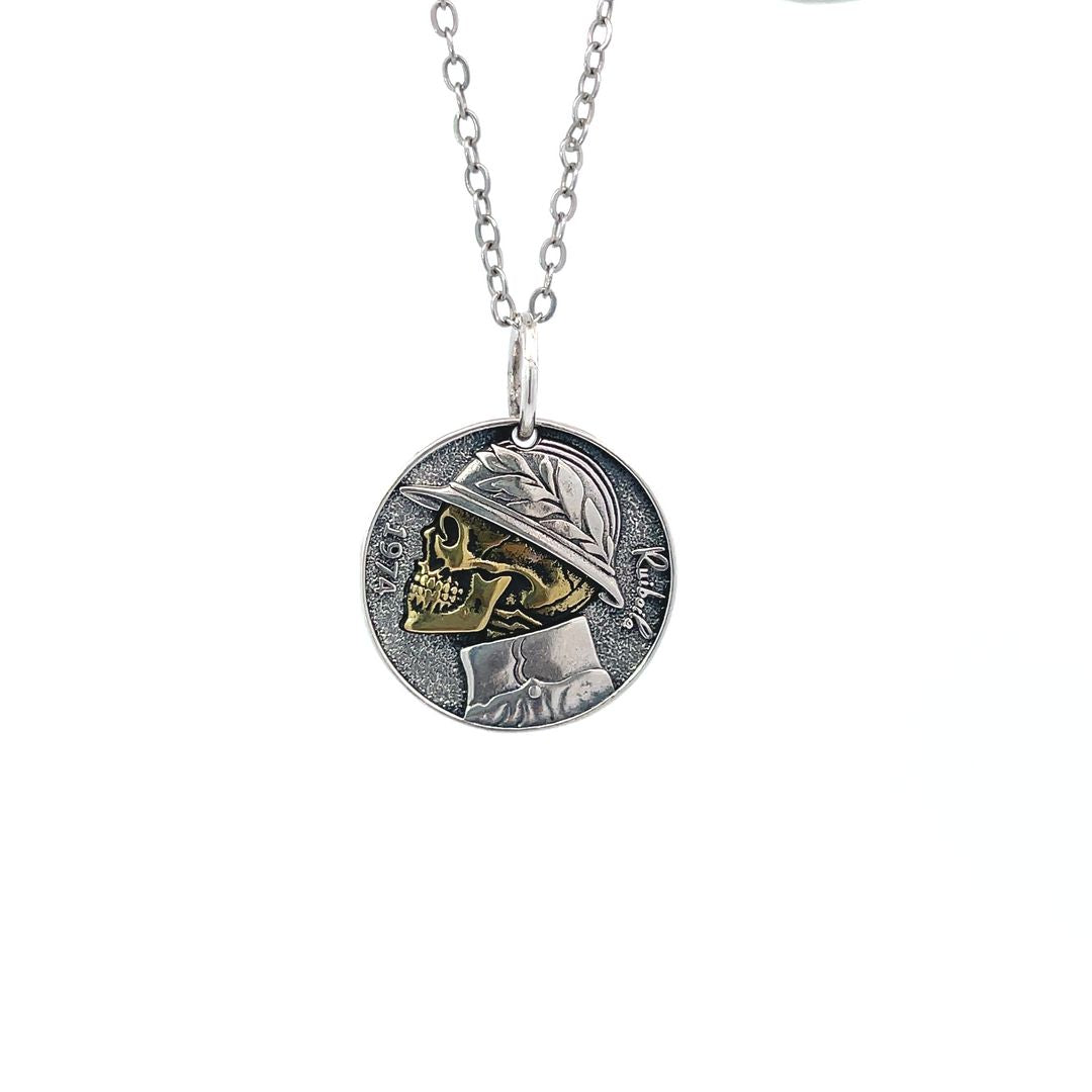Gothic Skull Head Hip Hop Style Sterling Silver Pendant Necklace