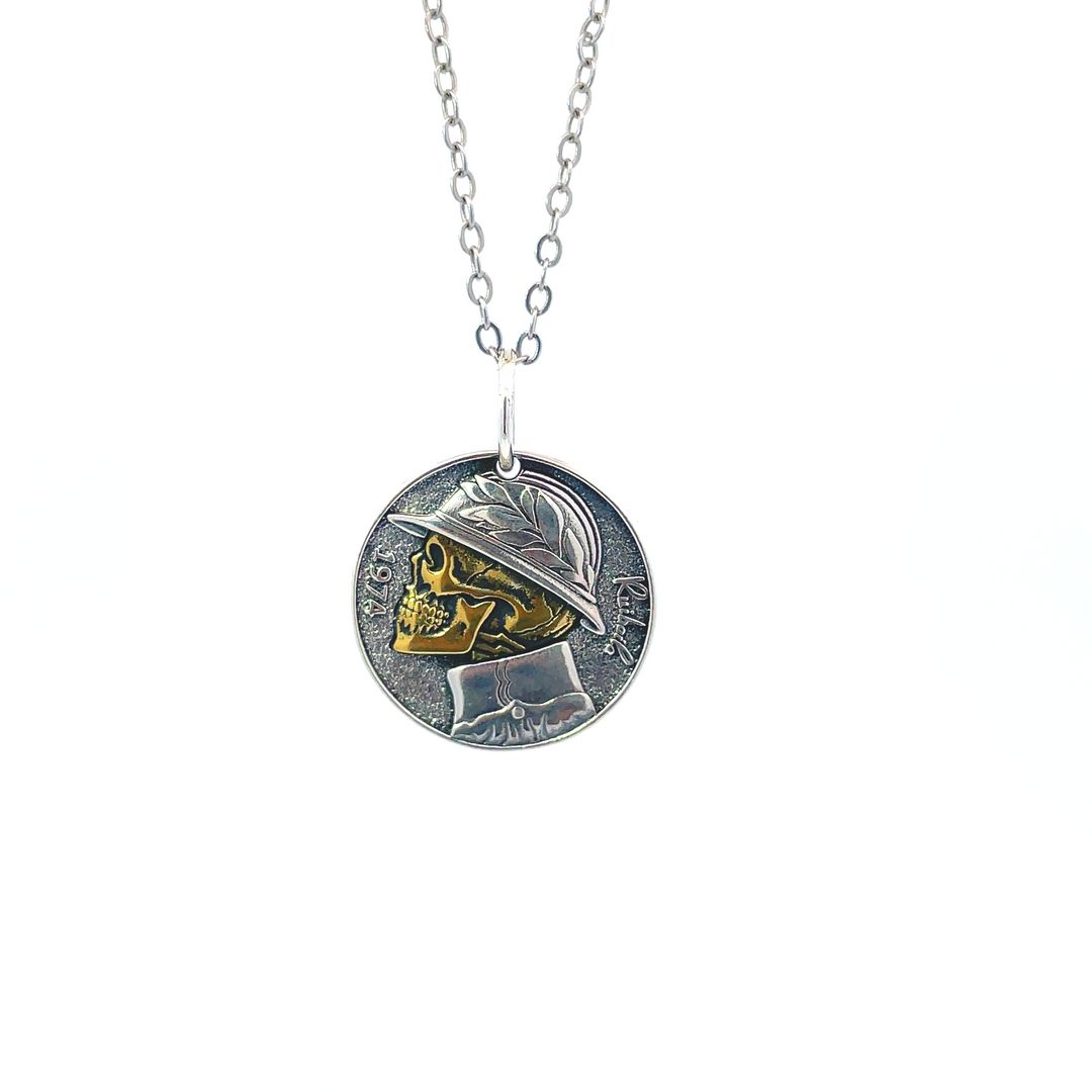 Gothic Skull Head Hip Hop Style Sterling Silver Pendant Necklace