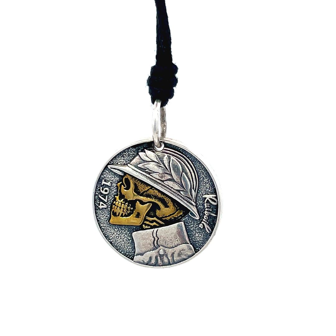 Gothic Skull Head Hip Hop Style Sterling Silver Pendant Necklace