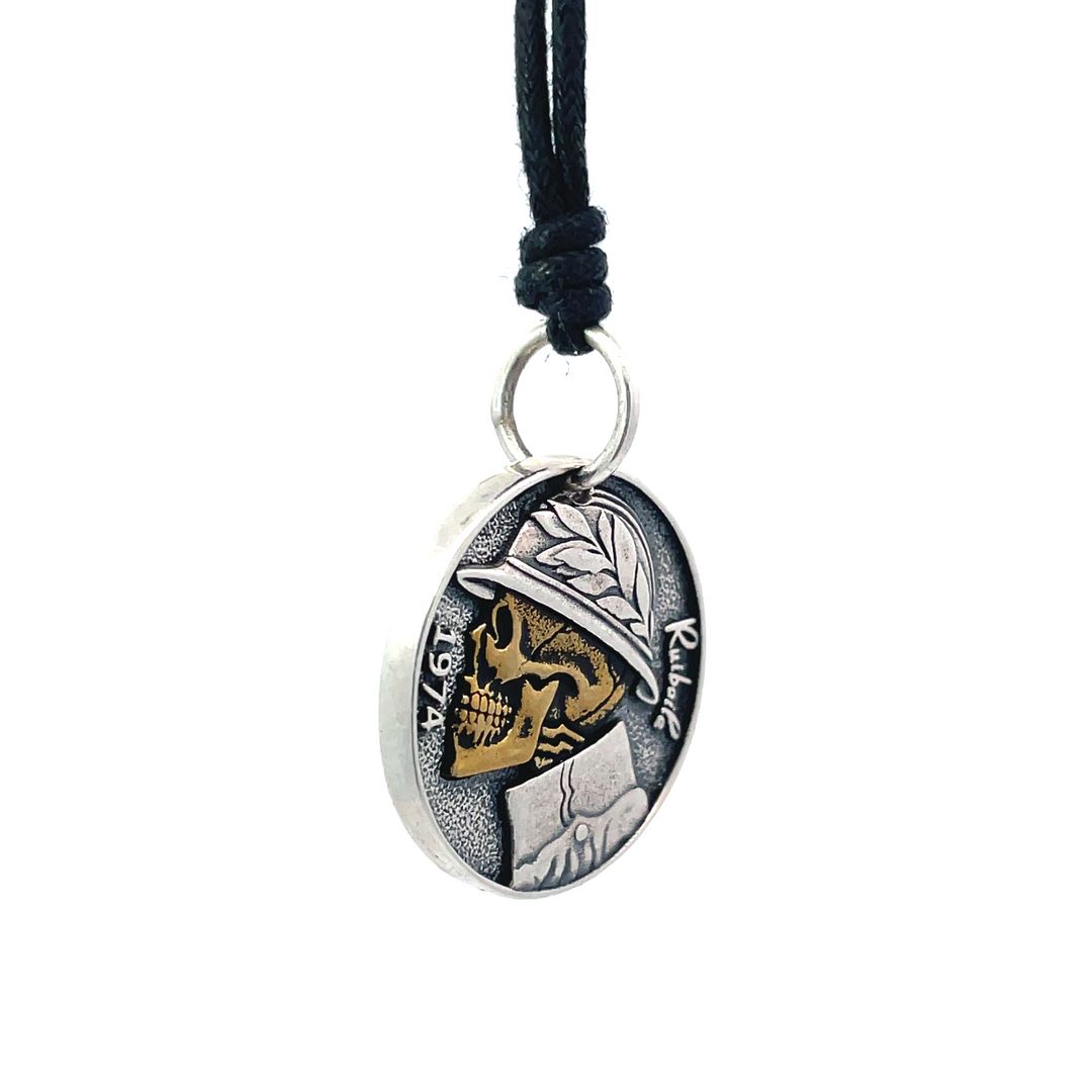 Gothic Skull Head Hip Hop Style Sterling Silver Pendant Necklace