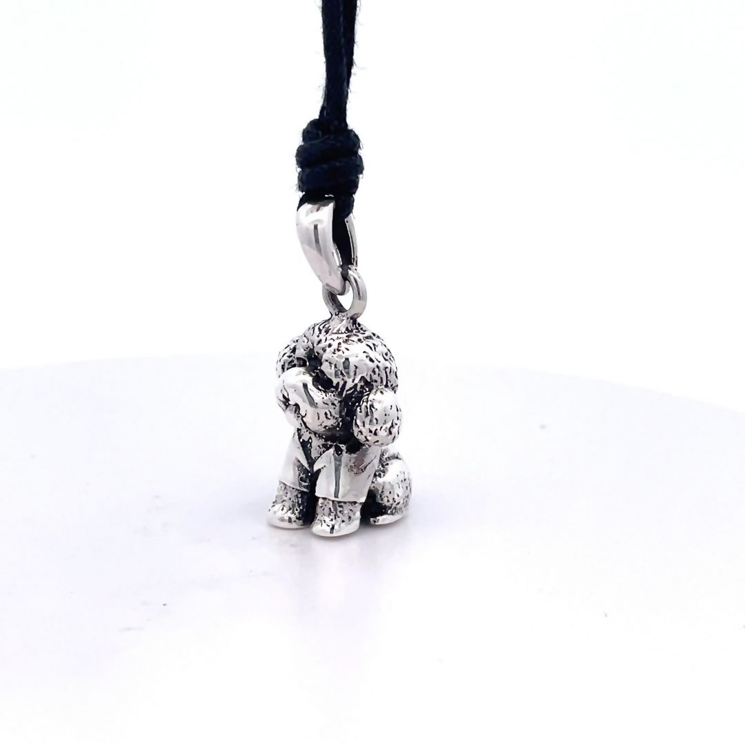 Vintage Cute Teddy Dog Pendant Sterling Silver Pendant Necklace