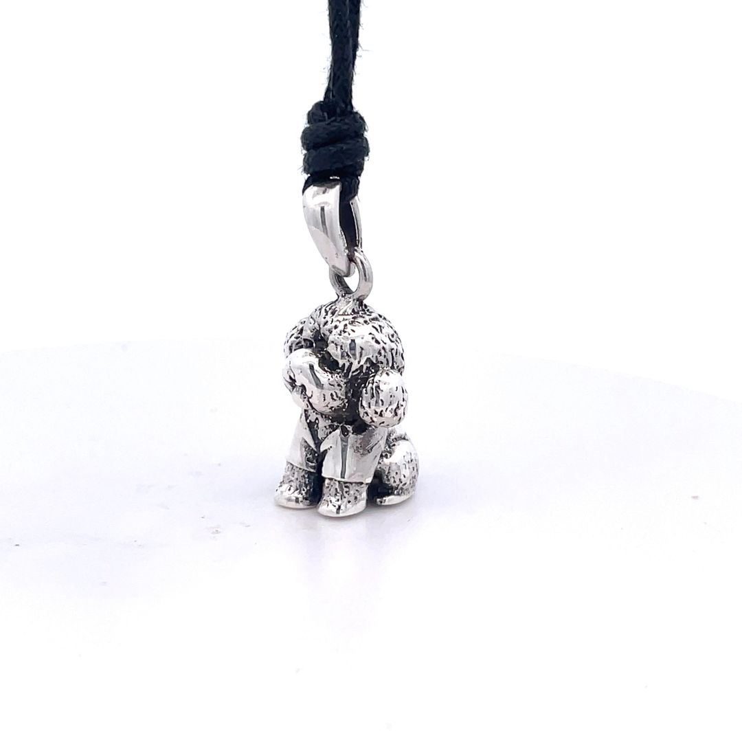 Vintage Cute Teddy Dog Pendant Sterling Silver Pendant Necklace