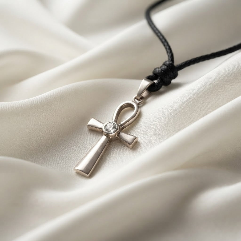 Egyptian Ankh 92.5 Sterling Silver Charm Necklace Pendant Jewelry