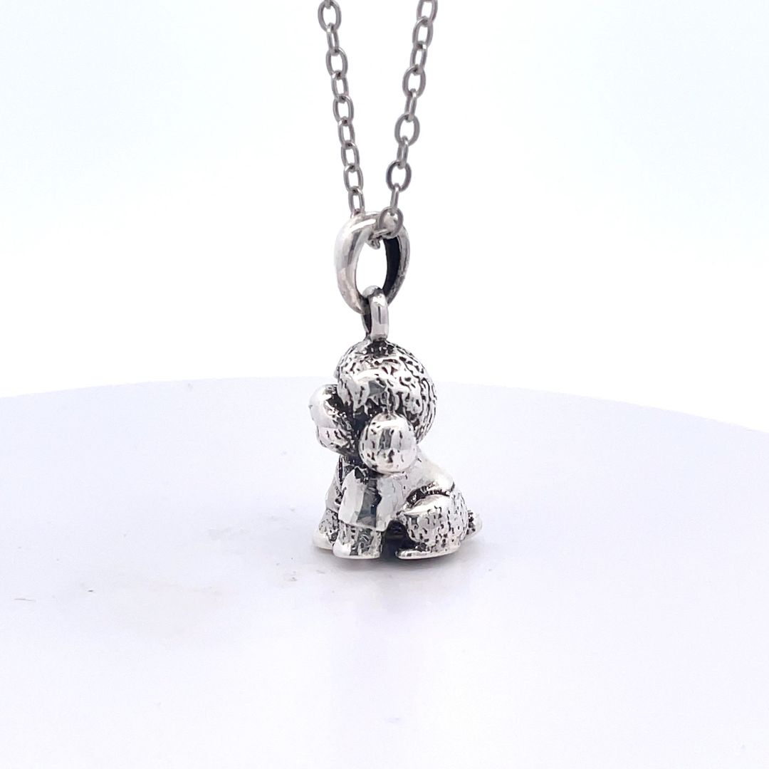 Vintage Cute Teddy Dog Pendant Sterling Silver Pendant Necklace