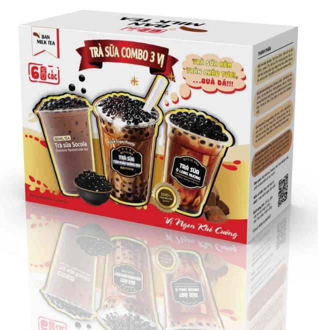 BAN Instant Milk Tea -Black Sugar Pearls, Egg Cream With Cheese, Combo 3 Flavour