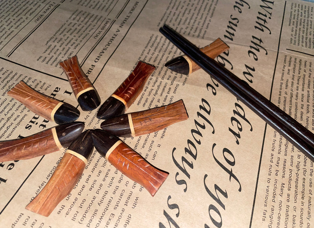 Handcrafted Wooden Chopstick Rest Spoon Fork Knife Holder Fish Designed