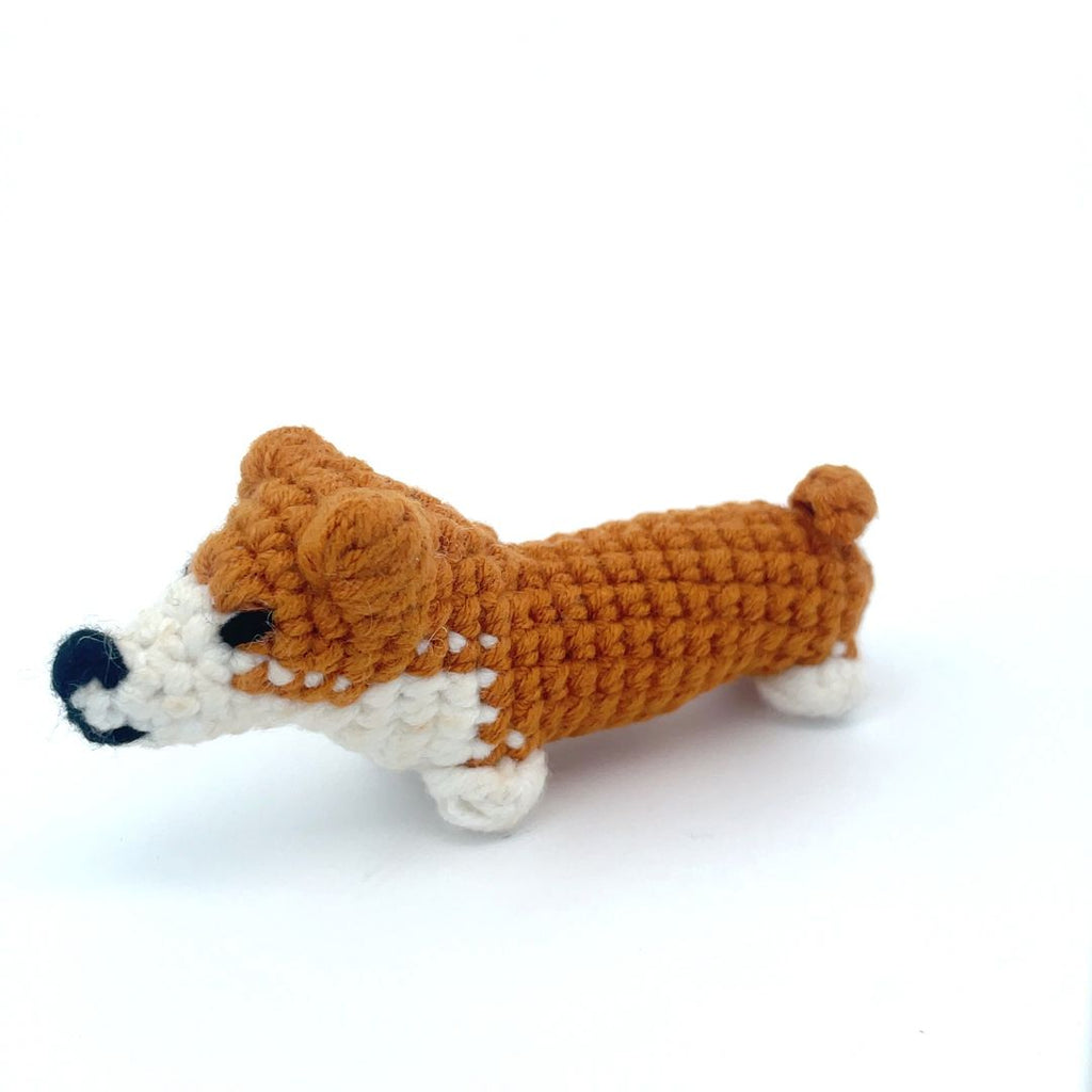 Cute Mini Corgi Dog Handmade Amigurumi Stuffed Toy Knit Crochet Doll VAC