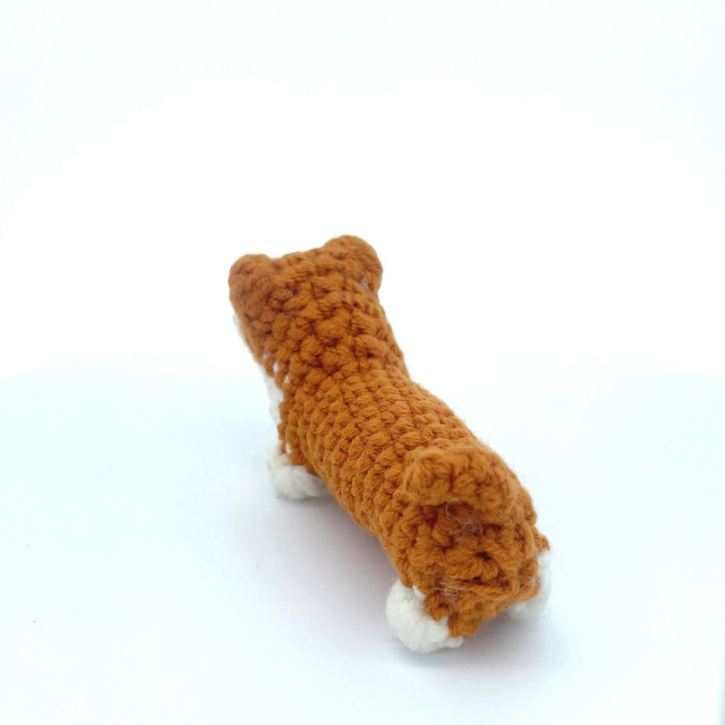 Cute Mini Corgi Dog Handmade Amigurumi Stuffed Toy Knit Crochet Doll VAC
