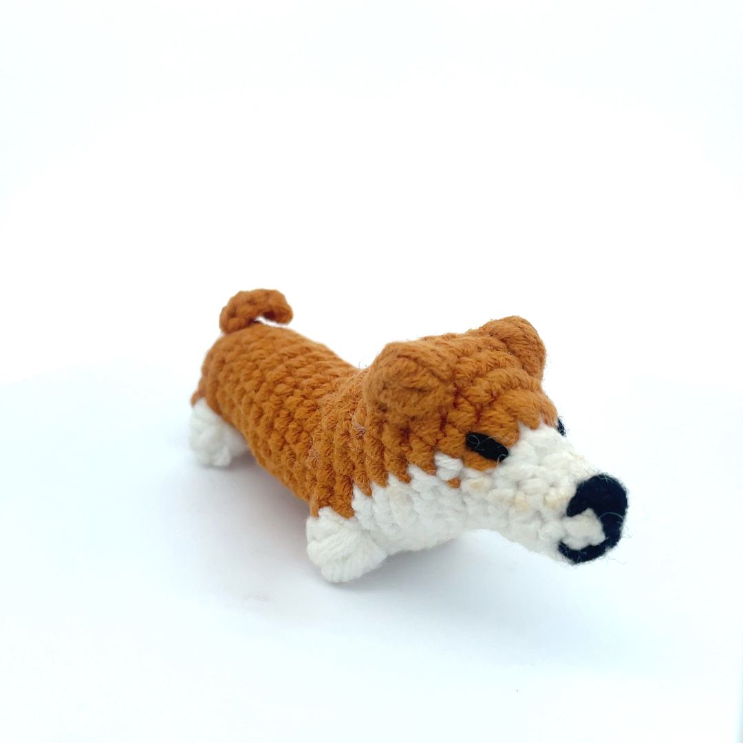 Cute Mini Corgi Dog Handmade Amigurumi Stuffed Toy Knit Crochet Doll VAC