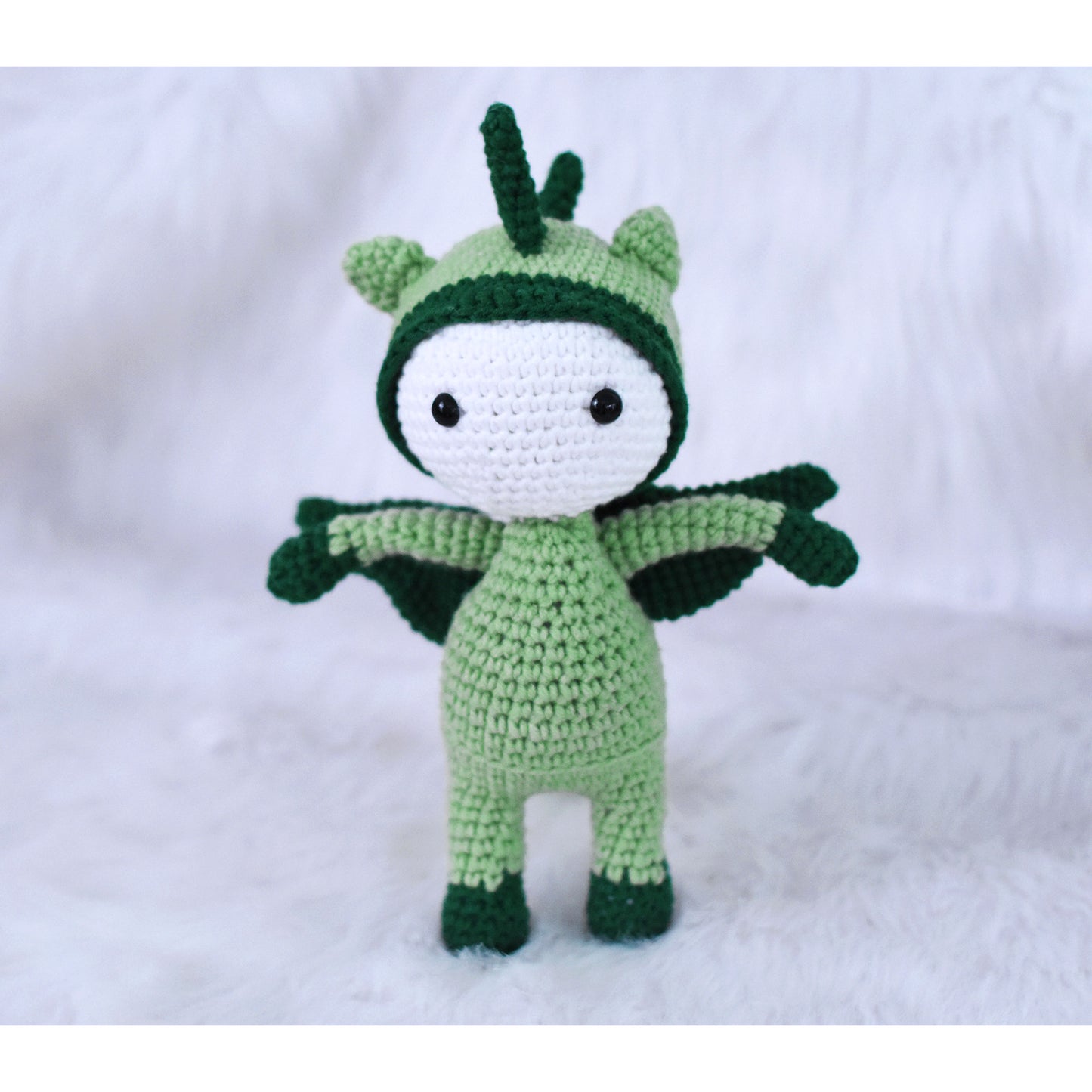 Boy in Flying Dinosaur Outfit Handmade Amigurumi Stuffed Knit Crochet Doll VAC