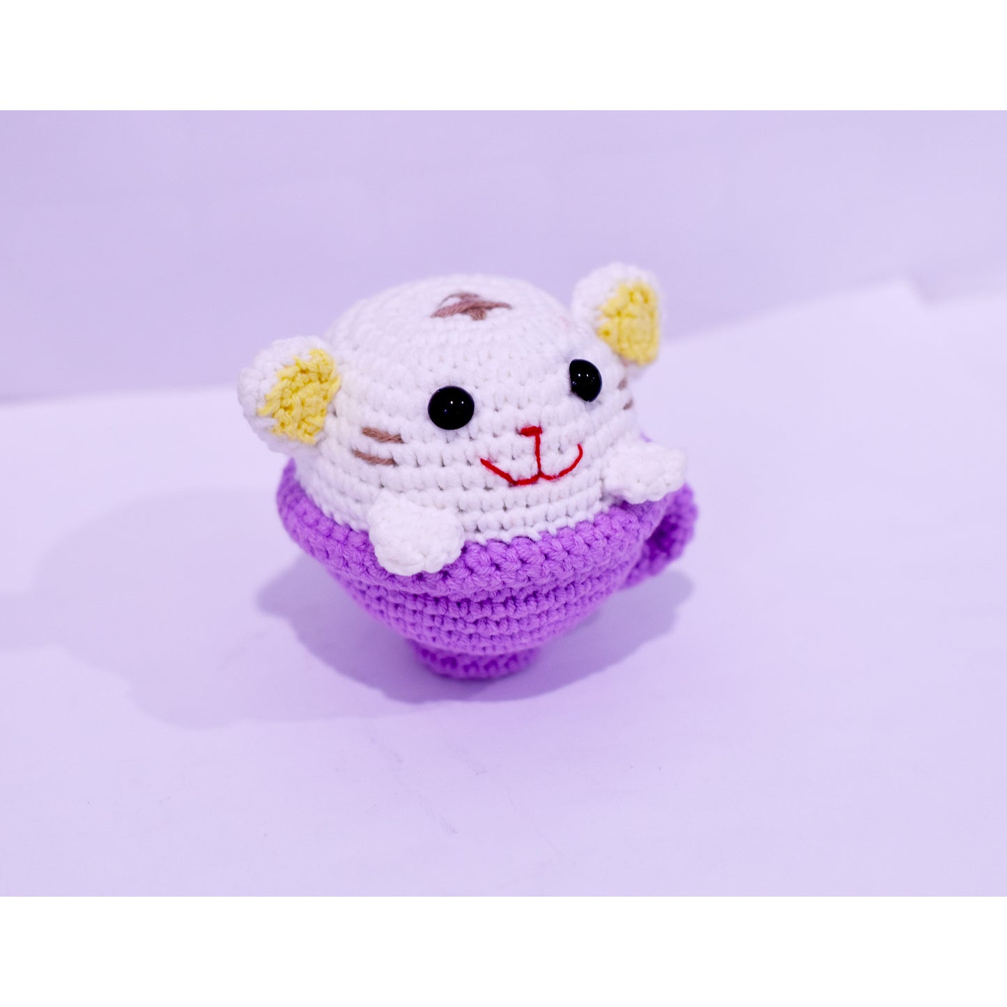 Cat Relaxing In A Tea Cup Handmade Amigurumi Stuffed Toy Knit Crochet Doll VAC