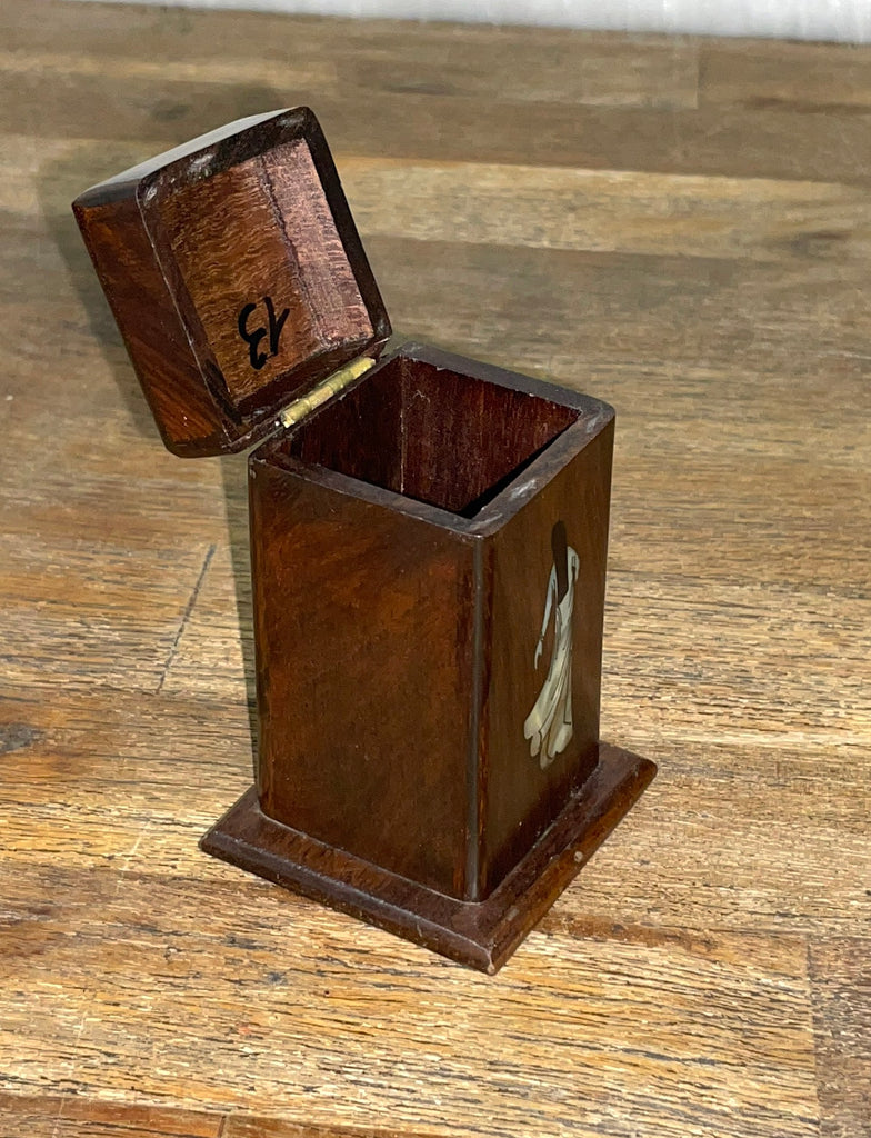 Vintage Handcrafted Wooden Toothpick Holder Pocket Toothpick Dispenser Bucket