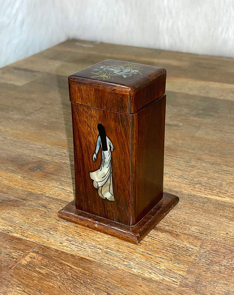 Vintage Handcrafted Wooden Toothpick Holder Pocket Toothpick Dispenser Bucket