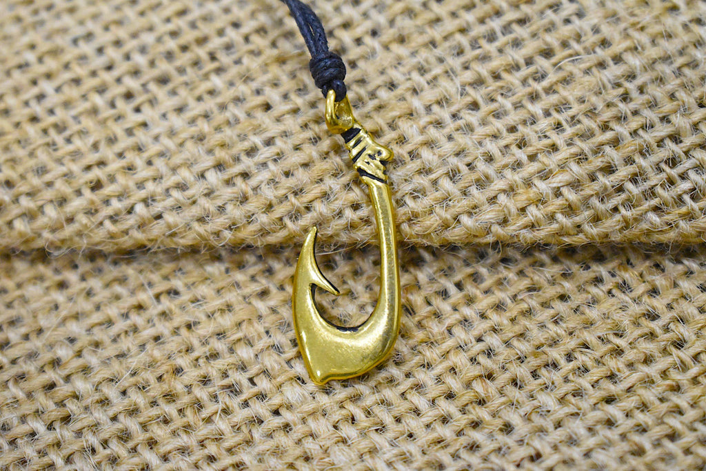 Maori Fishing Hook Sterling Silver Pewter Gold Brass Necklace Pendant Jewelry