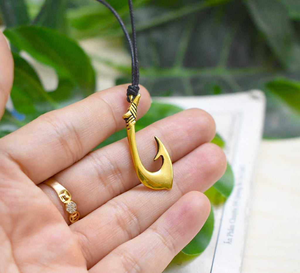Maori Fishing Hook Sterling Silver Pewter Gold Brass Necklace Pendant Jewelry