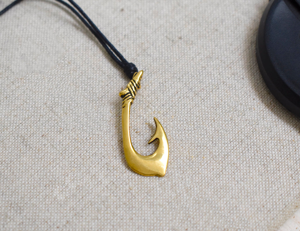 Maori Fishing Hook Sterling Silver Pewter Gold Brass Necklace Pendant Jewelry