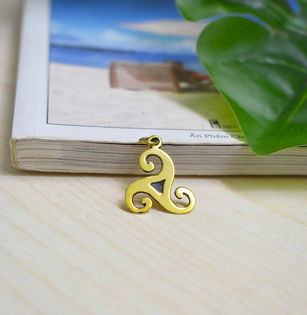 Trinity Spiral Handmade Sterling Silver Gold Brass Necklace Pendant Jewelry