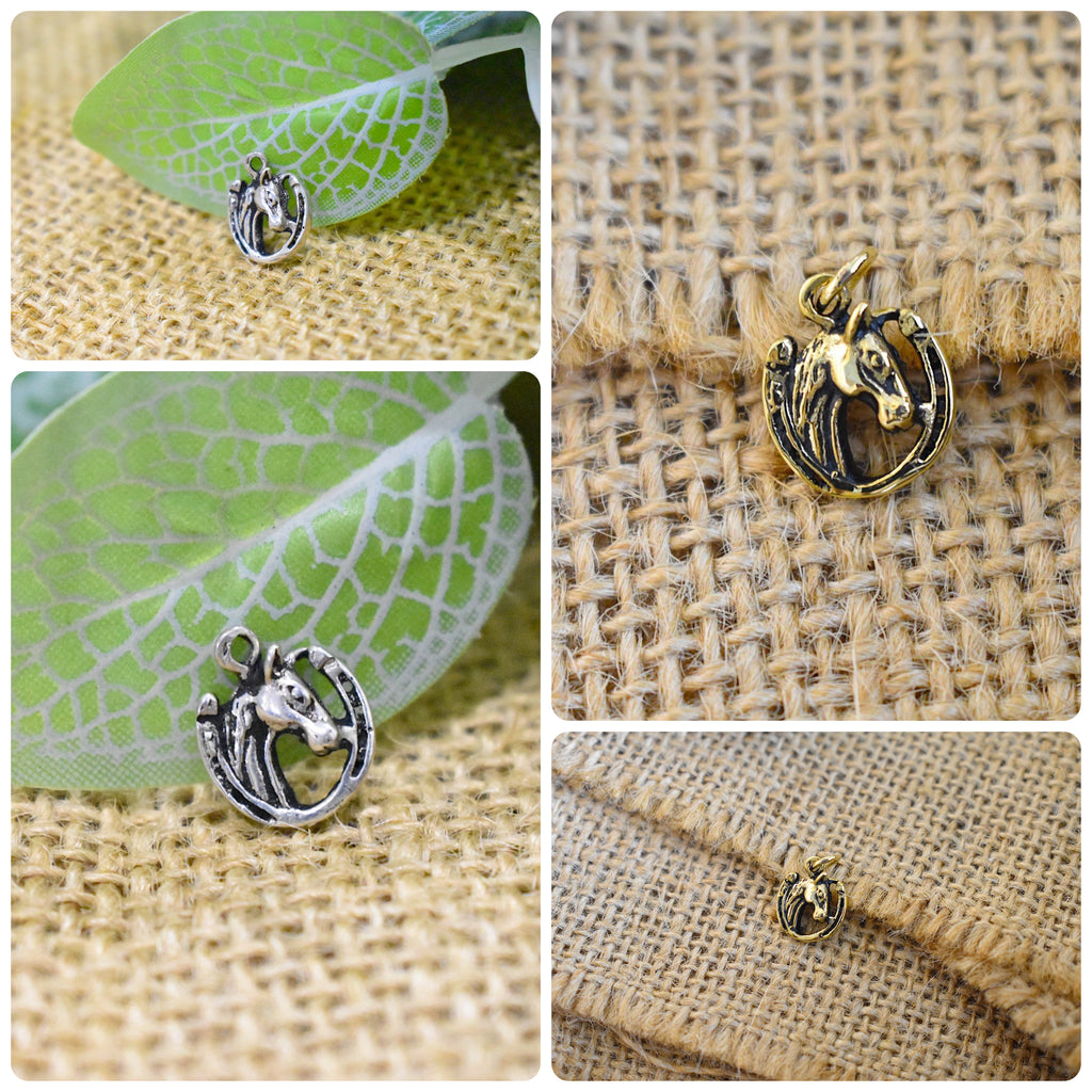 Luck Horse Shoe Handmade 92.5 Sterling Silver Brass Necklace Pendant Jewelry