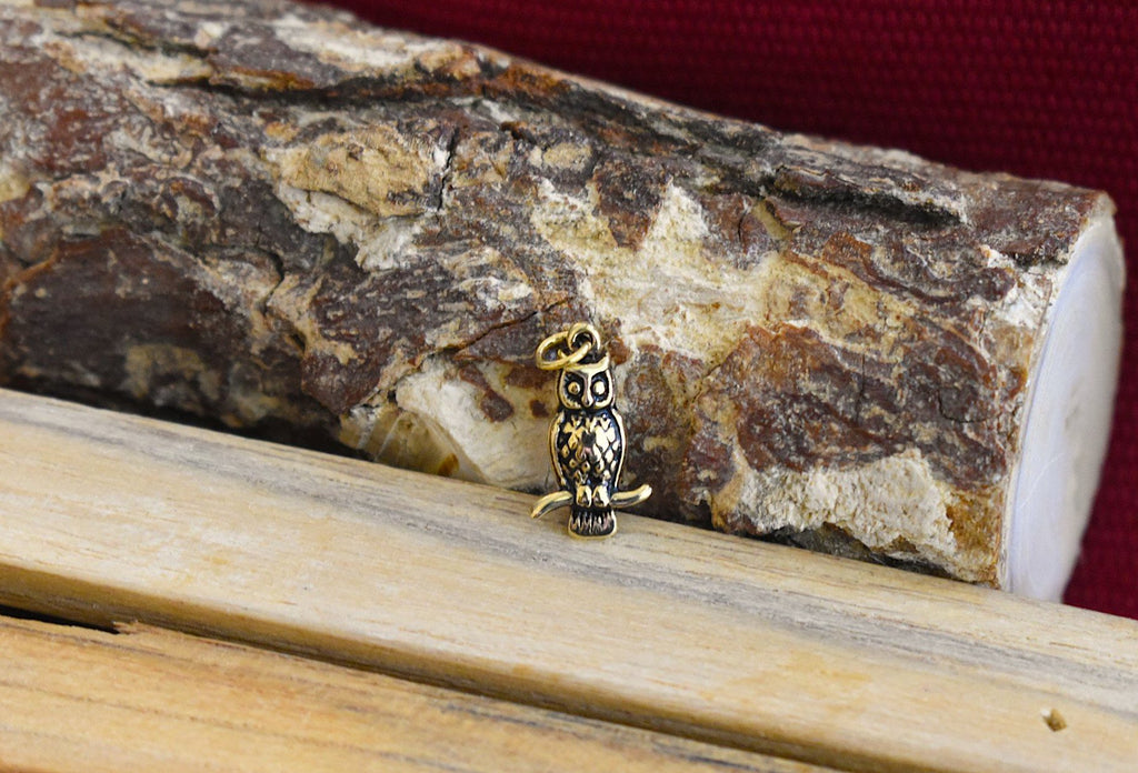 Stylish Owl Bird Handmade Gold Brass 92.5 Sterling Silver Necklace Pendant Jewelry